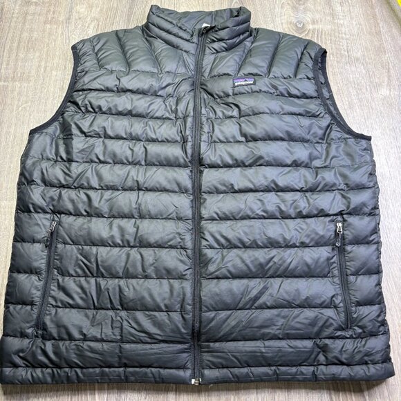 Patagonia Other - Patagonia Mens Black Stand Up Collared Full Zip Pocket Puffer Jacket Size XL